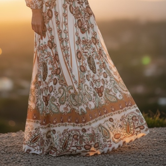 RESERVED• NEW•16•Gorgeous Boho Maxi Skirt- Lining & Side Slit - Picture 6 of 16